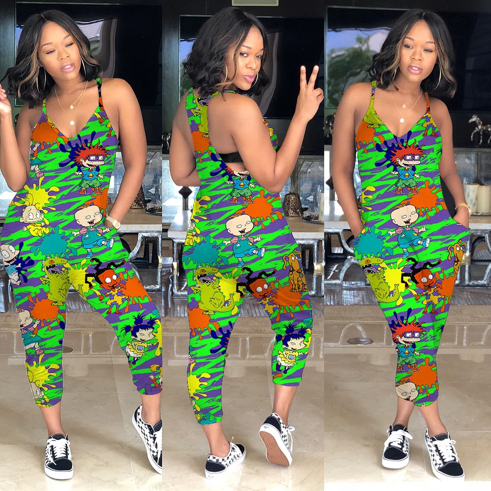 Hot Selling Sleeveless Jumpsuit Women Sexy Bodycon Spaghetti Strap Jumpsuit