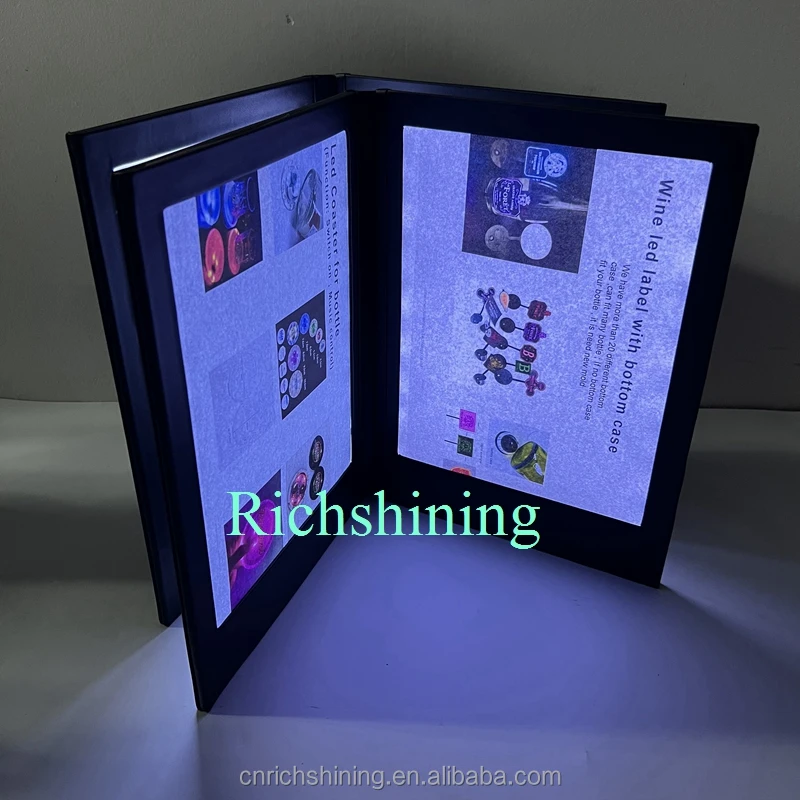 RICHSHINING индивидуальное складное 4 вида 3 панели настольное светодиодное меню со светодиодной подсветкой для ресторана