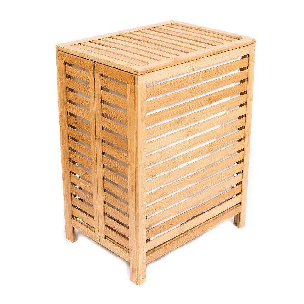 Folding Bamboo Wooden Laundry Hamper Storage Basket