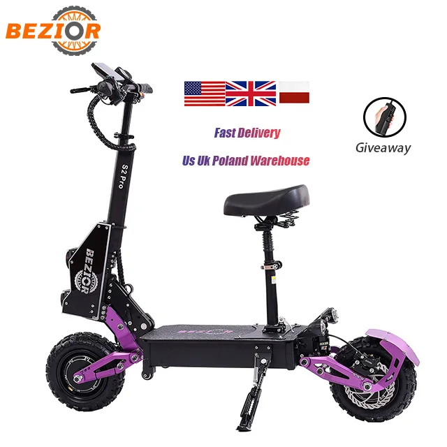 US Overseas Warehouse Powerful 1200W Dual Motor Bezior S2 Pro E Motorcycle Scootor Foldable Electric Scooter