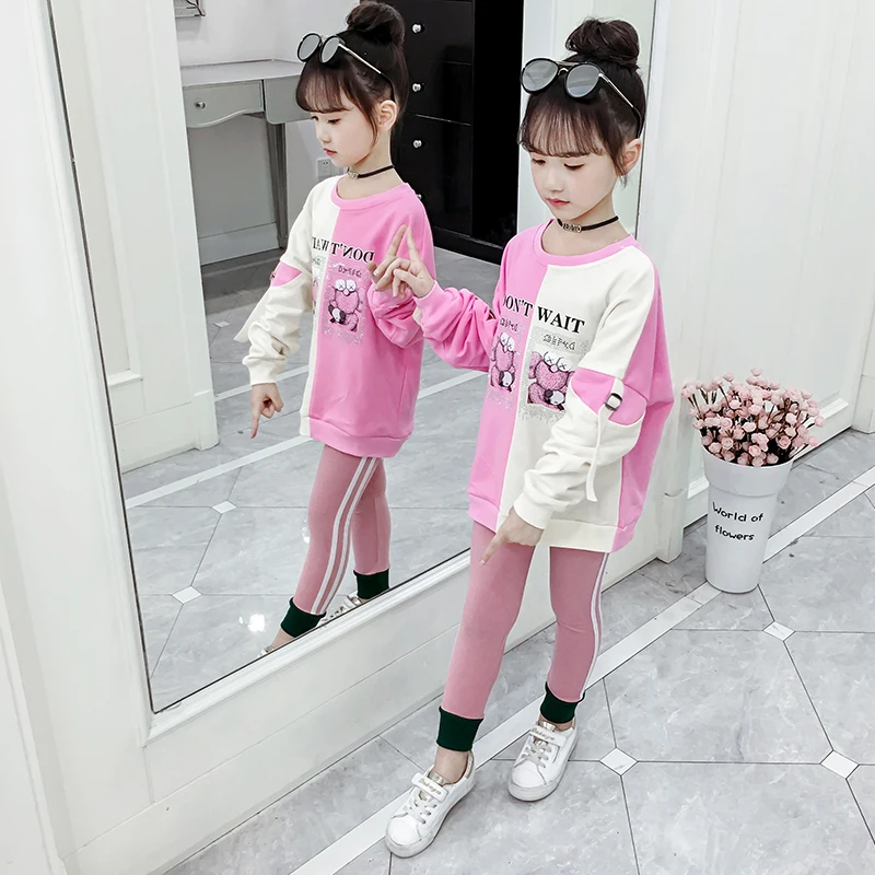 
Wholesale girls cotton fabric autumn children cartoon print long-sleeved T-shirt girls casual shirt 