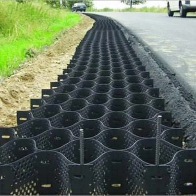 High quality 120-450mm Hdpe Honeycomb Geocell geogrid geotextile for slope protection Strengthen Road Slope protection works