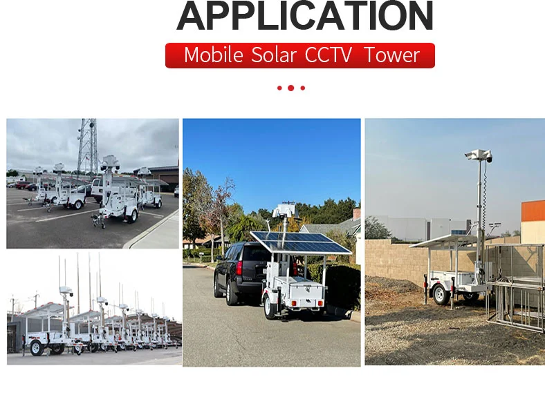 4G 5G Starlink Mobile CCTV Trailer Hybrid Solar Tower With Charger And Inverter