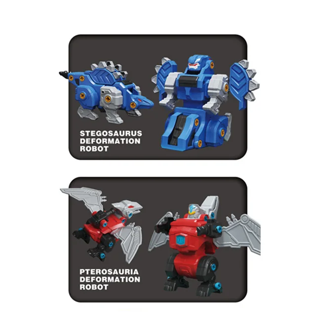 Hot Sales 4 In 1 Transformation Assemble Dinosaur Transforming Robot Action Toy Combined Deformation Dinosaur Toys For Kid