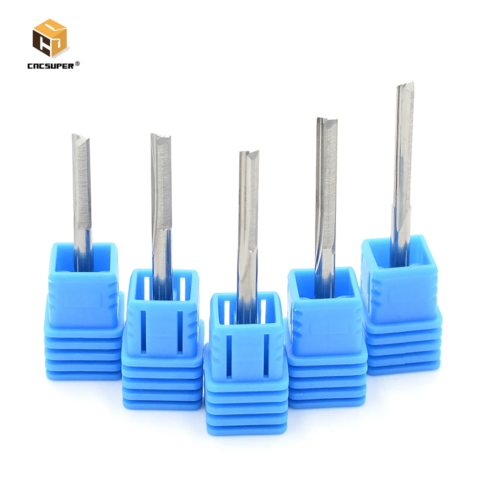 Прямой нож с 2 канавками и хвостовиком 3 175 мм Фрезы ЧПУ резаки для резьбы по дереву фанеры из пенопласта МДФ