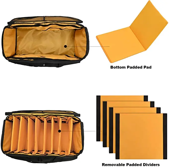 Large Capacity DJ Gig Bag Carry Case with Detachable Dividers and Storage Function Travel Storage Bags for Cables & Files