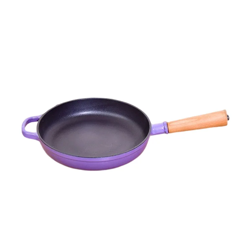Wholesale OEM 21cm/25cm Enameled Cast Iron Fry Pan Cast Iron Non-Stick Skillet Pan with Double Handles