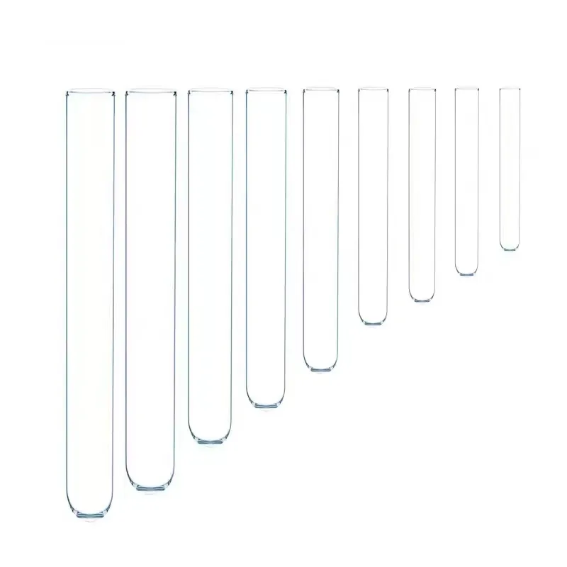 Heat Resistance 2ml-75ml Transparent Clear Graduated Round Bottom Borosilicate Glass Tube