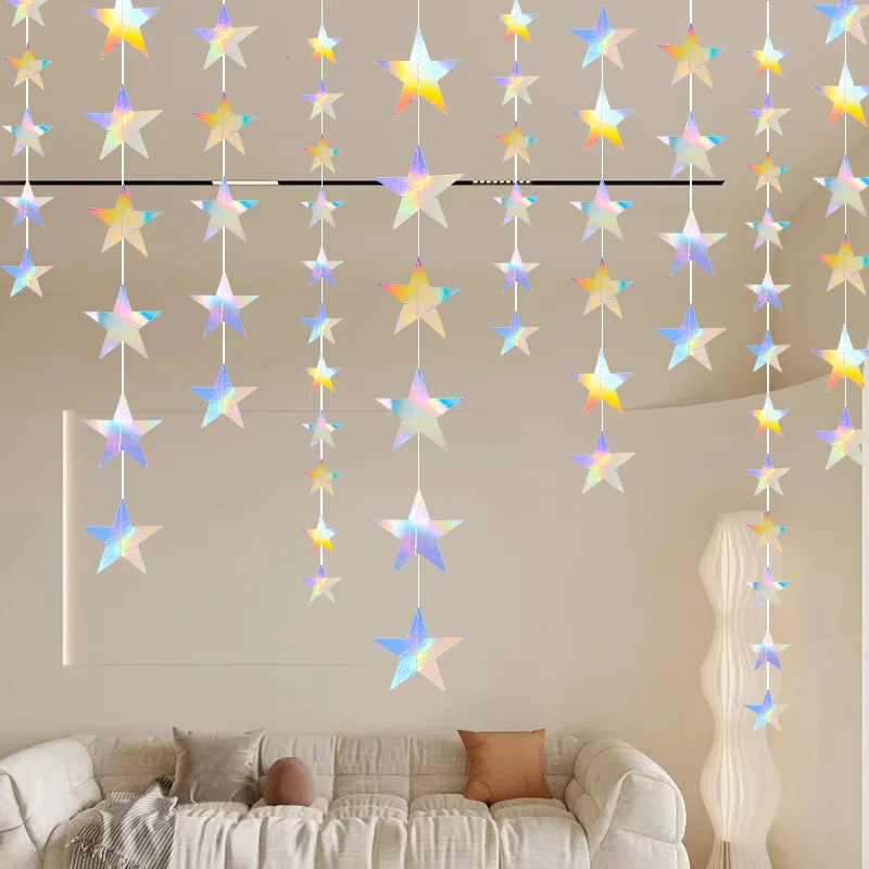 Dazzled paperboard card party supplies promotional flags banners wall decorations for home colorful ceiling decoration hanging