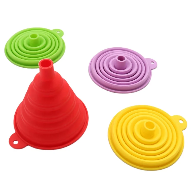 Factory Wholesale Kitchen Tools Foldable Oil Leak Silicone Collapsible Funnel For Beer