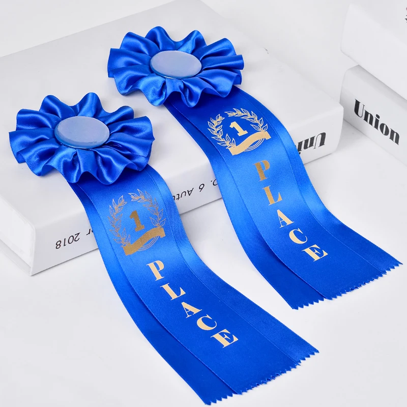 Factory Direct Custom Logo Single-Faced Satin Trophy Rosettes Hot Selling Awards Ribbons for Gift Giving