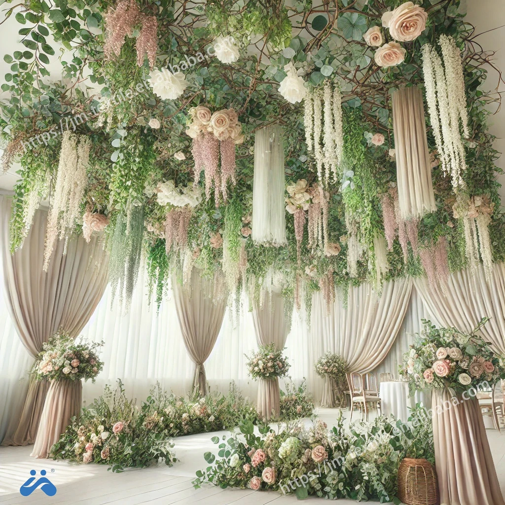 Hot Sale Artificial Wisteria Flowers Vines Garland Hanging Plants Wall Foliage Wedding Ceiling Decoration