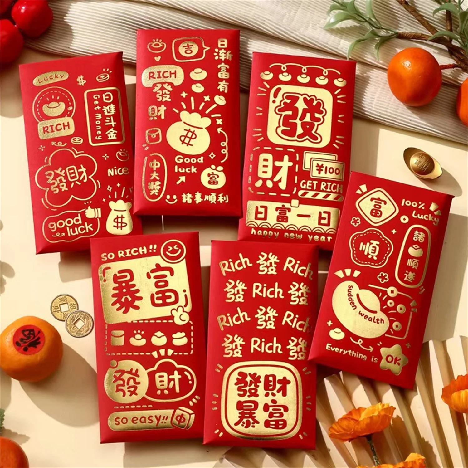 OEM Chinese new year red packet envelope kraft paper custom red envelope recyclable eco-friendly new year red pocket envelope