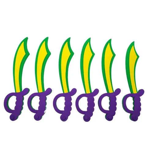 Long Purple Green Gold New Orleans Mardi Gras Foam Pirate Sword for Carnival Celebration Party Favors