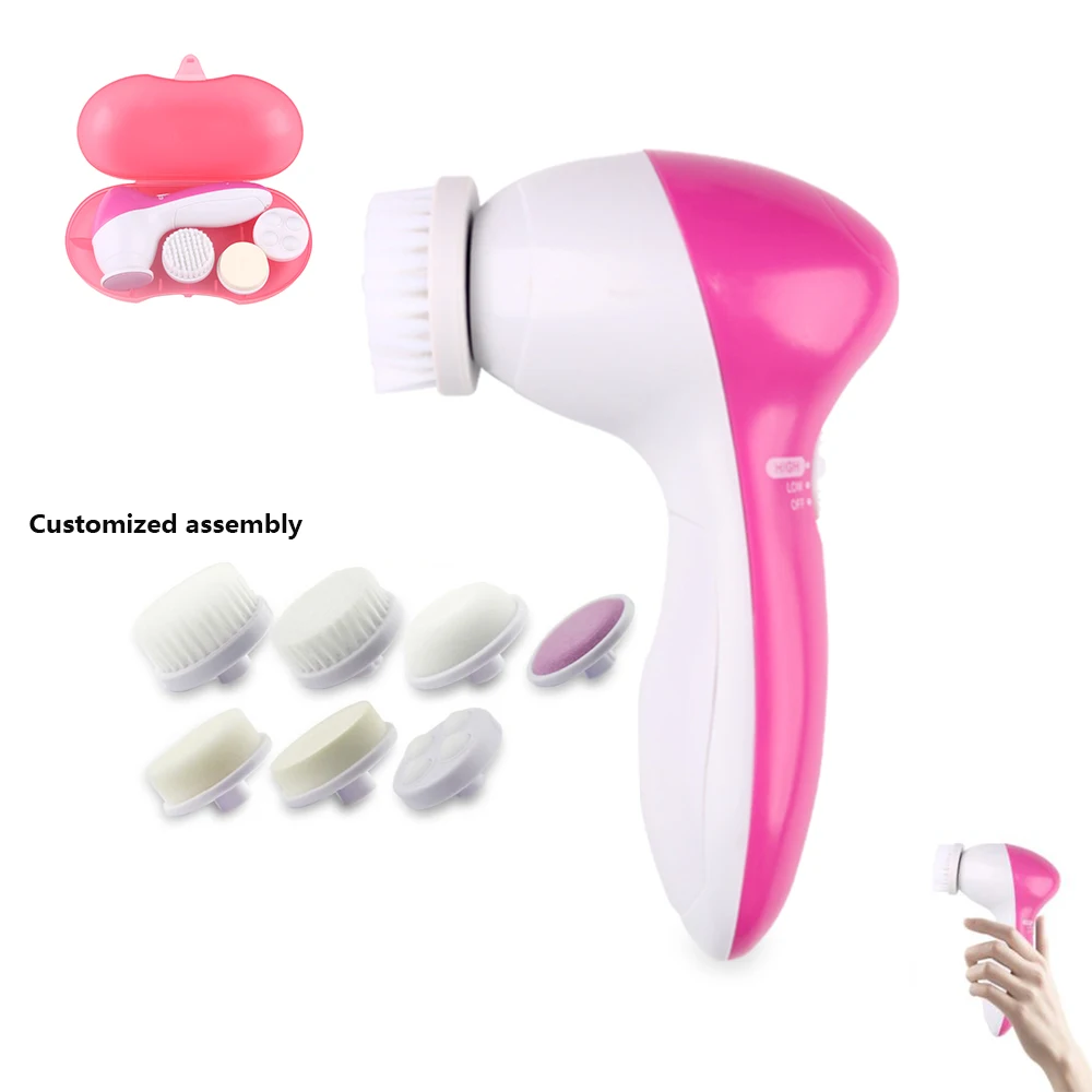 7 in 1 Factory Custom Skin Face Scrubber Electric Facial Cleaning Brush for Exfoliating Massaging and Cleaning
