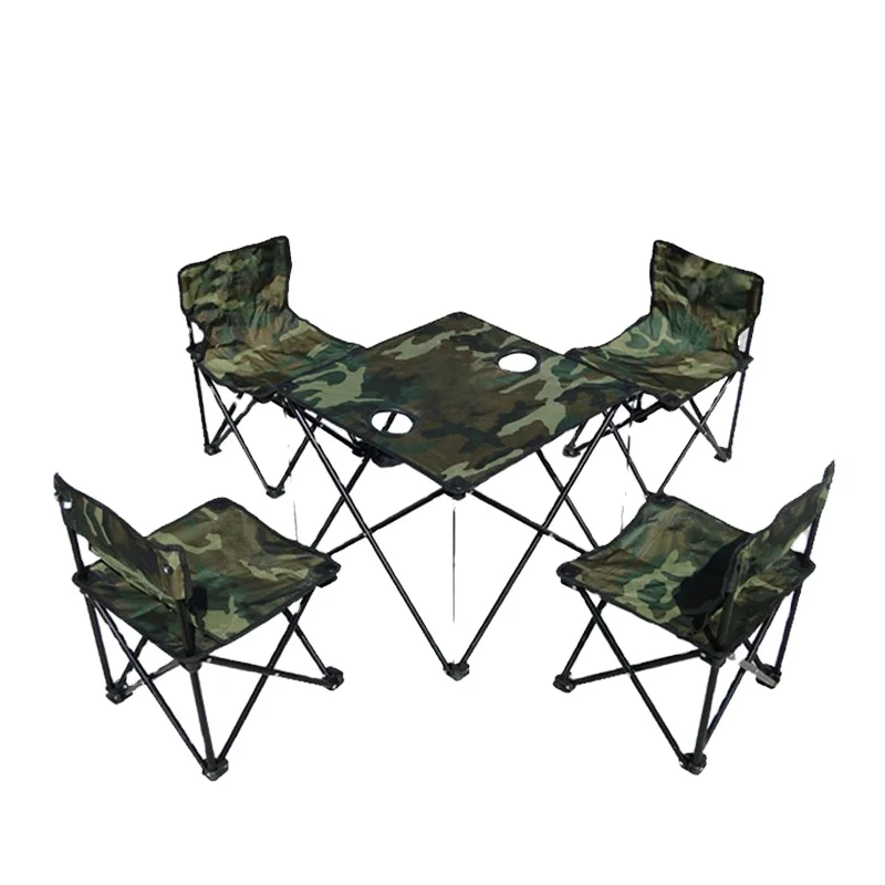 Promotional portable picnic table camping suitcase steel folding picnic table with 4 seats with low price