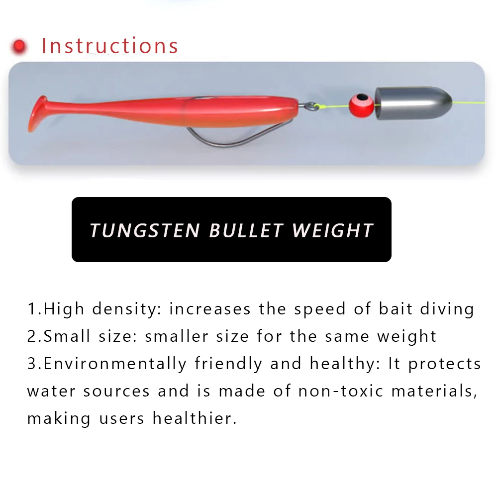 Fishing Weight Sinkers Tungsten Worm Weights Bullet Fishing Sinkers for Bass Fishing Texas Rigs