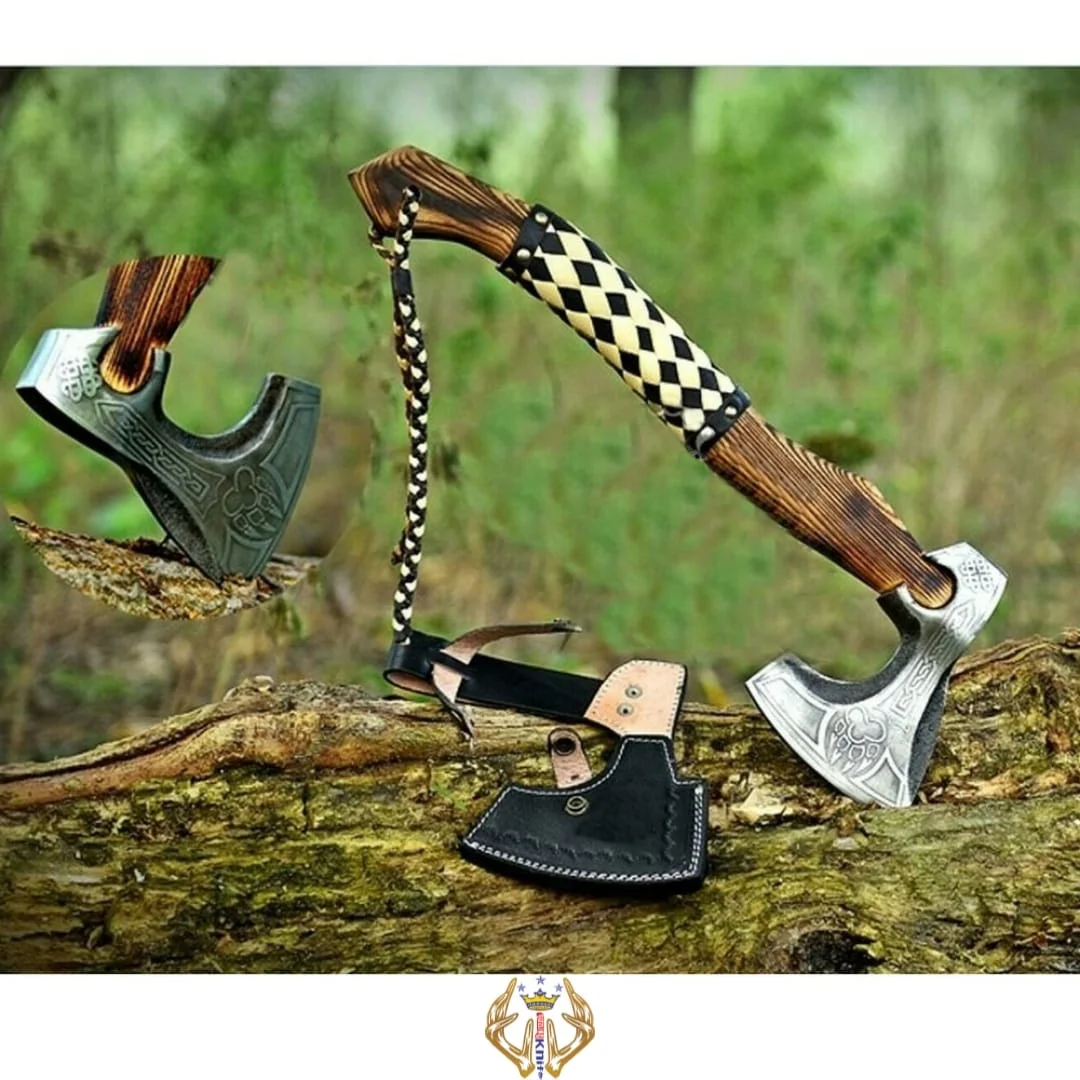 Красивое лезвие ручной работы из углеродистой стали уличный инструмент для леса охоты выживания топор Томагавк викингов травление ручка дерево