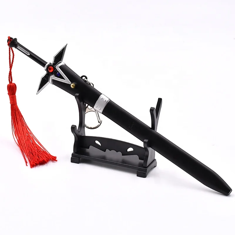 customization hot sale japan anime Sword art online DARK REPULSE Black exclusive katana metal crafts sword keychain zinc alloy