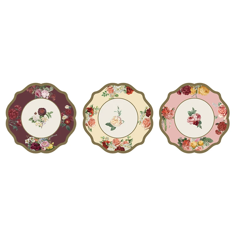 Vintage Floral Paper Plates with Scalloped Edge Truly Scrumptious Disposable Tableware for Birthday or Garden Party
