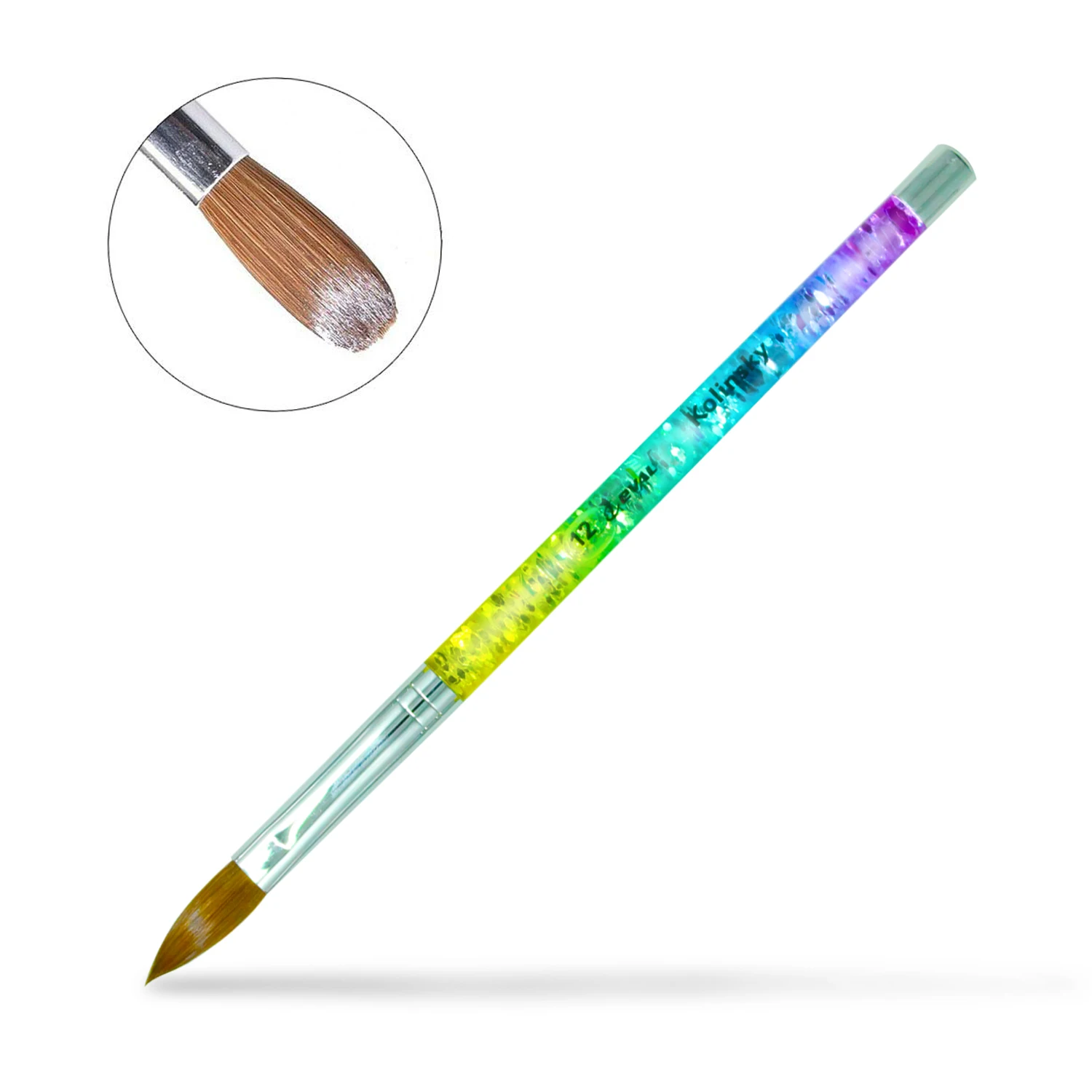 1 шт. Eval Радуга цвета морской волны 100% колонковая щетка для волос акриловый Фрезер для ногтей cо шлифовальными щетка Профессиональная УФ-гель для ногтей, для маникюра