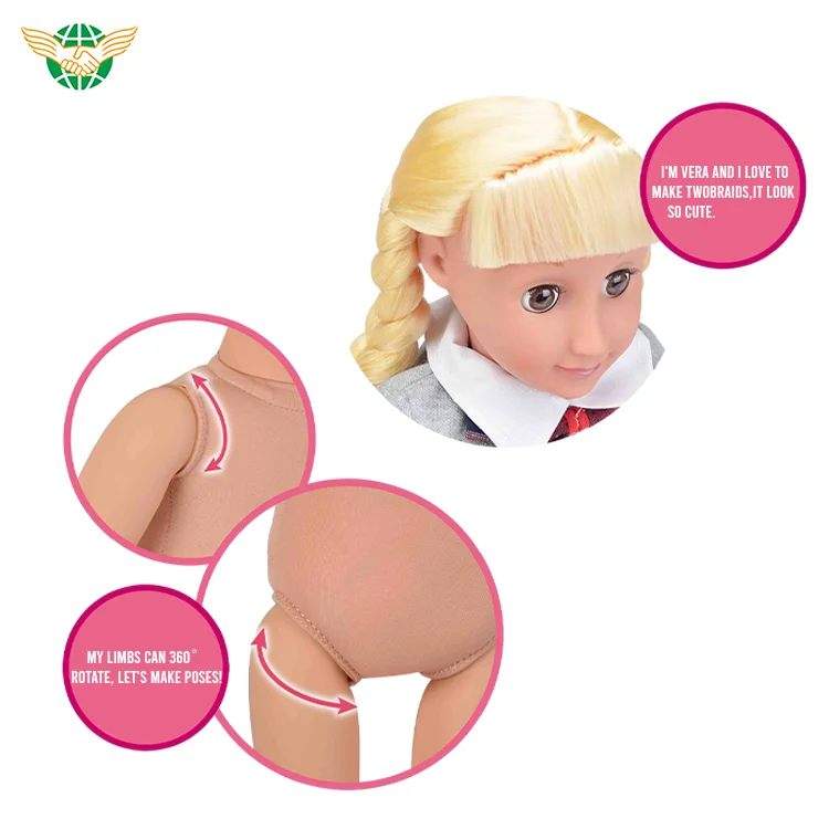 18-Inch Soft Reborn Doll Toy Fashion Pretty Girl with Beautiful Clothes Great Gift for Girls Made of Vinyl and Cotton