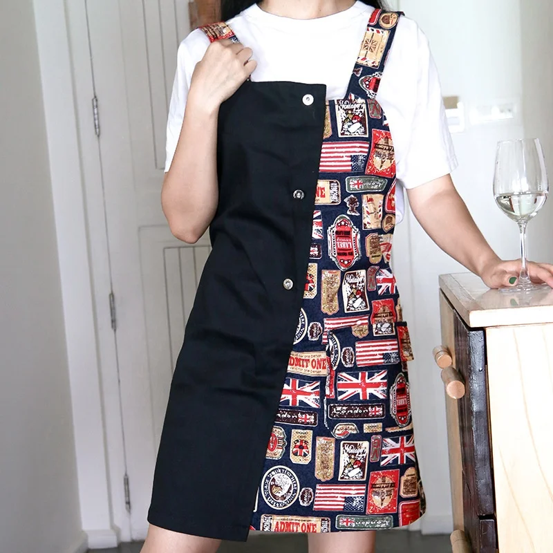 Custom logo home kitchen cooking apron barista milk tea store nail apron restaurant waiter cover-ups