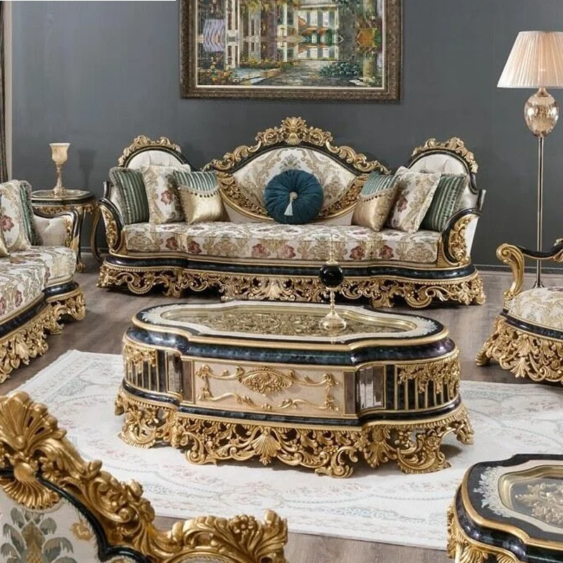 Classical luxury living room turkish sofa set Factory supply antique turkish carving sofa furniture