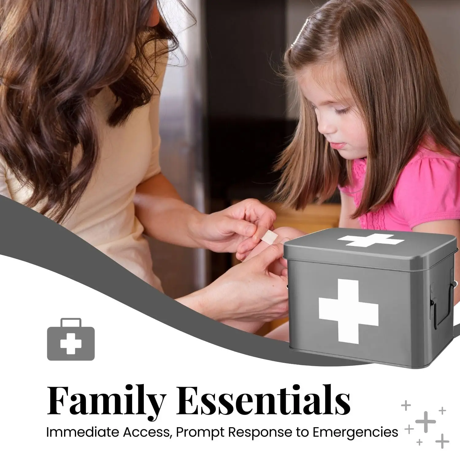 Metal Grey Medicine Box Tin Custom Storage Box First Aid Metal Box For Home