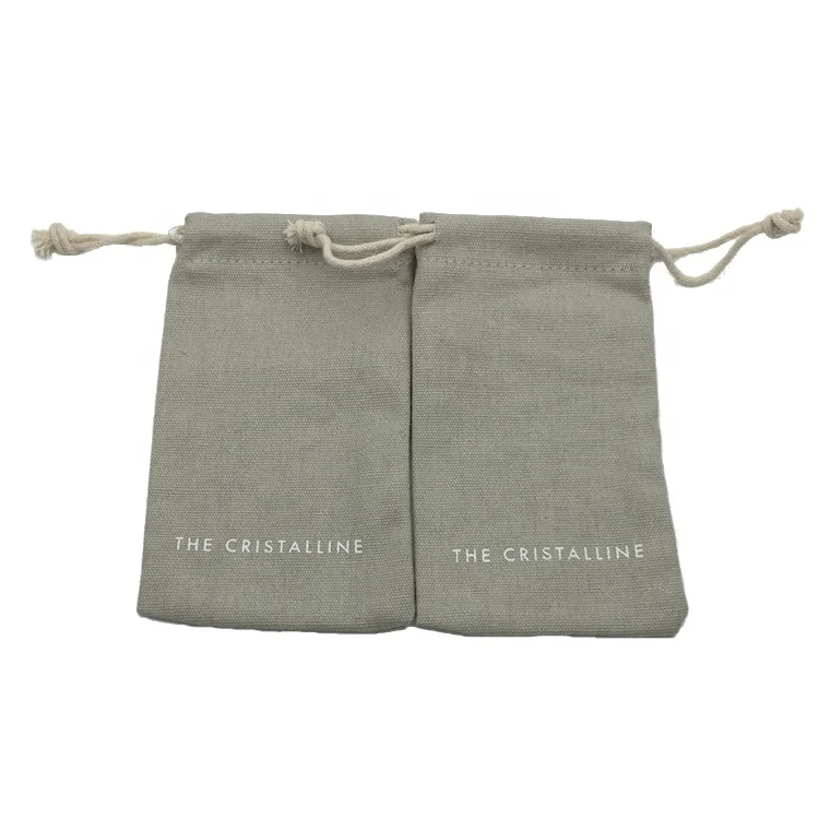 Quality 100% Cotton Drawstring Pouch Gray Canvas Christmas Santa Sacks Bas Wholesale