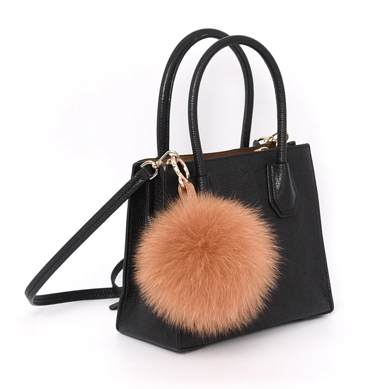 KAZUFUR Fox Fur Pom Pom Keychains  for Lady Handbag/bag charm Real fur ball Keychain