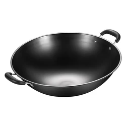 Stainless Steel Uncoated Nitriding Anti-rust Non Stick Braised Pan Black Refined Iron And Double Handle Wok