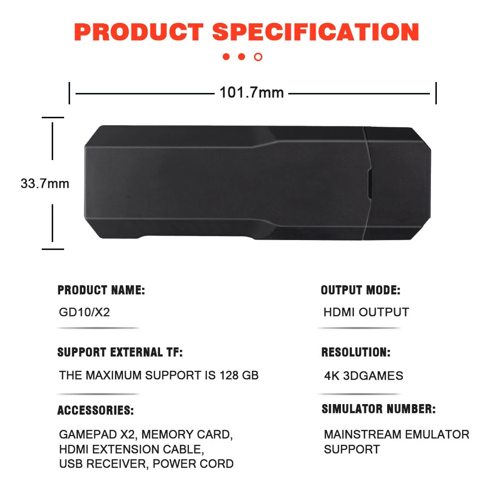 Video Gamepad Console 2.4G Wireless Controller HD Game Stick Box 4K 10000 games 64GB Classic Retro TV games For FC PS1 GBA