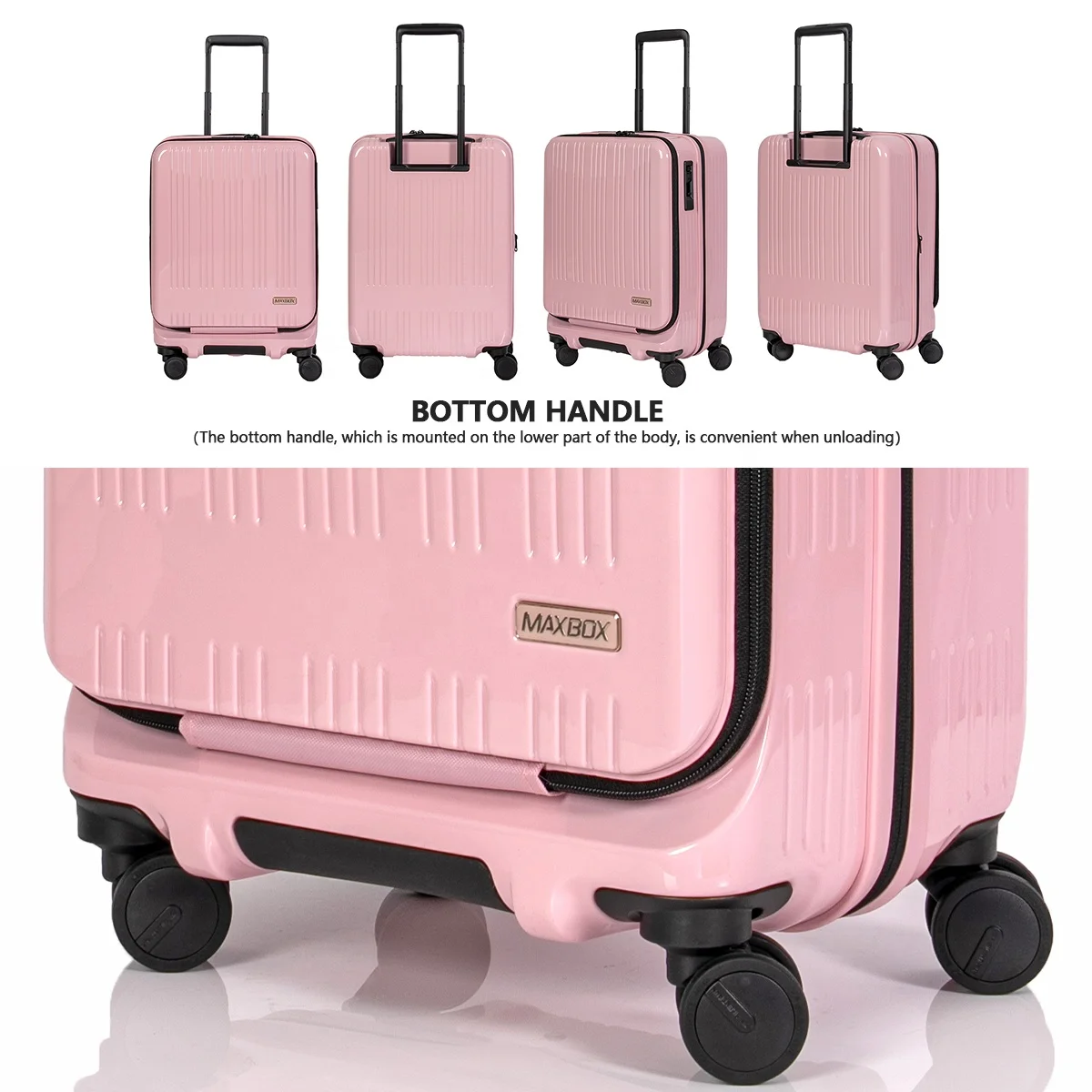 Business Front Opening TSA lock Carry On Aluminum Trolley Travel Suitcase Luggage With Laptop Bag