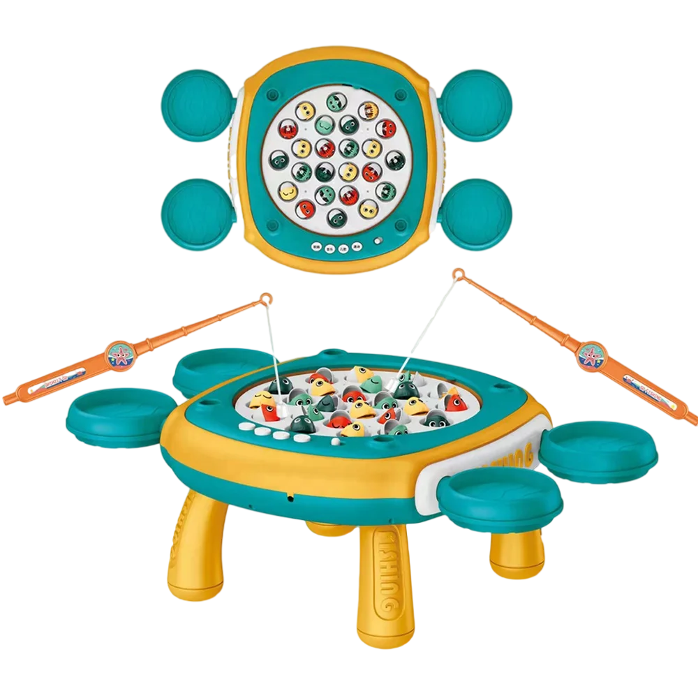 2025 circulation rotating fishing toy  electric multifunction table educational game mini fishing toy