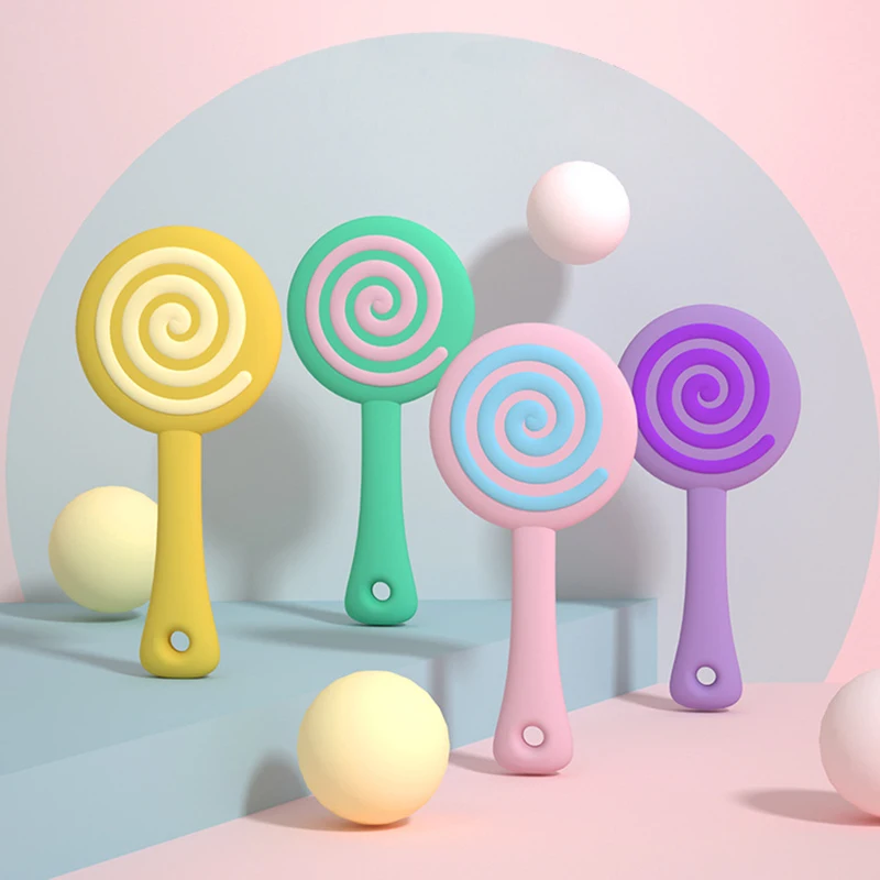 Lollipop gum food grade silica gel molar stick baby starter toy does not contain bisphenol can be boiled sterilization