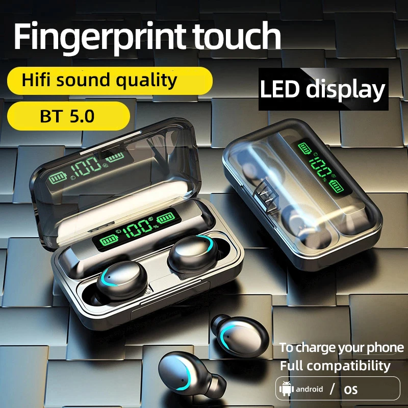F9 Earphone 9D Hifi sound quality LED digital double volume display waterproof In-Ear headsets BT5.0 TWS music wireless earbuds