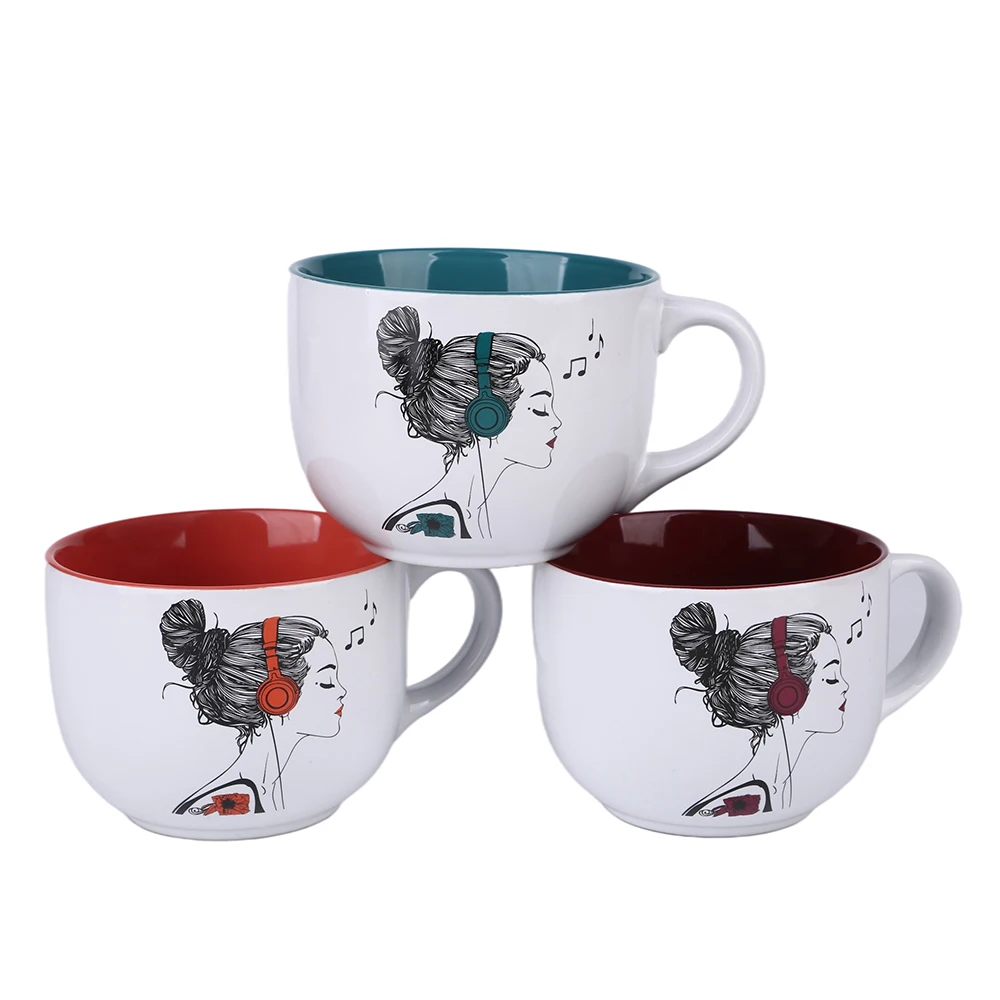 
cusomized design ceramic coffee set europe soup mug red mug cups set pottery mug 