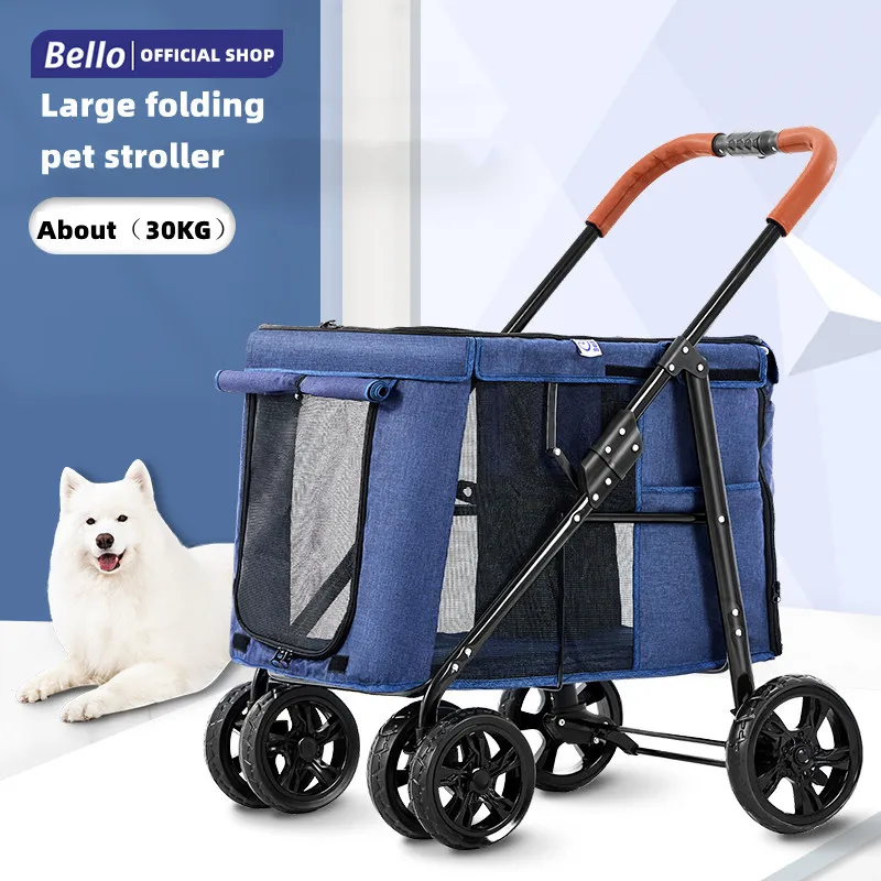 Custom Dog Stroller 4 Wheels Carrier Easy One-Hand Pet Stroller Dog Travel Pet Dog Stroller