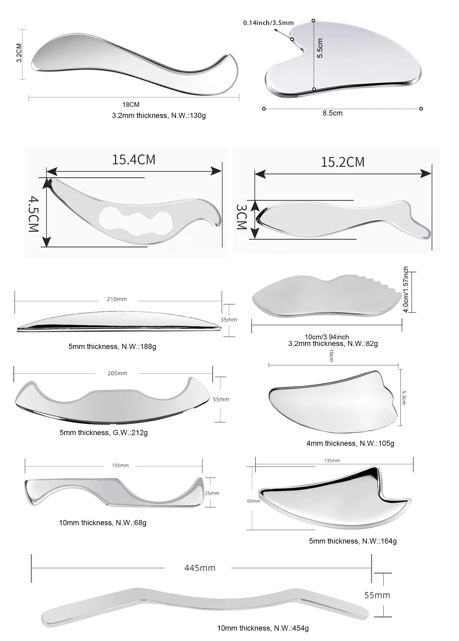 2024 New Arrivals Physical Therapy Fascia Knife Iastm Tool 304 Sculpting Stainless Steel Gua Sha Tool Muscle Scraper Massage