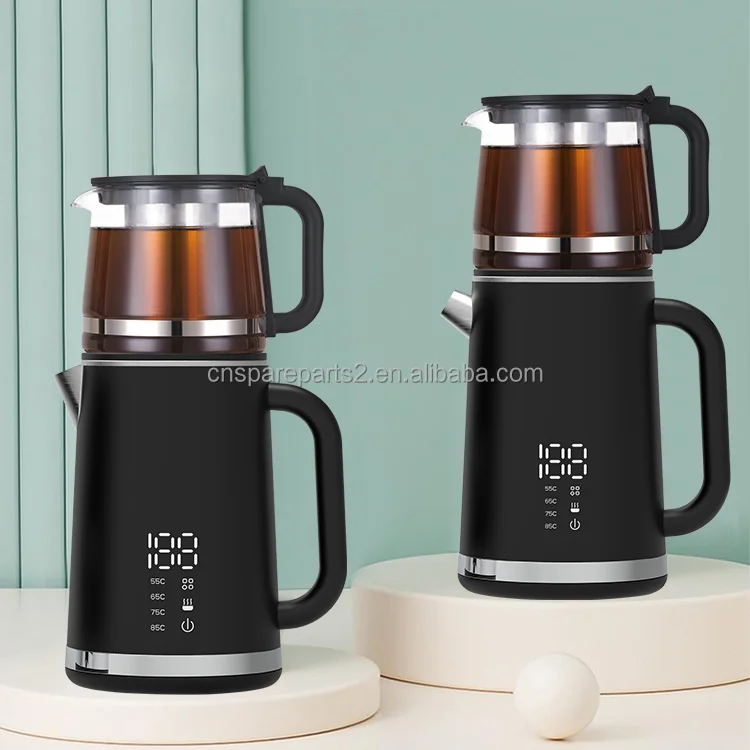 1500W 2.6lPortable Double Glass Tea Maker Stainless Steel Modern With Glass Tea Pot Smart Electric Kettle Turkish Samovar Kettle