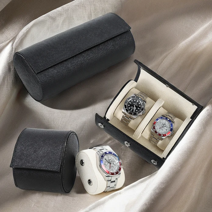 Custom Logo 1 2 3 4 5 6 8 Slots Luxury Watch Roll Box Saffiano Leather Watch Travel Case Display Organizer Packaging Storage Box