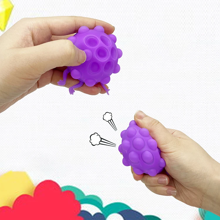 New Design Fidget Toys Silicone 3D Decompression Ball Kid Stress Relief Push Bubble Keychain Squeeze Toy