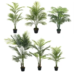 125cm Green Simulation Landscape Silk Plam Plant Potted Plastic Artificial Kwai Areca Palm Tree Paradise Palm Tree