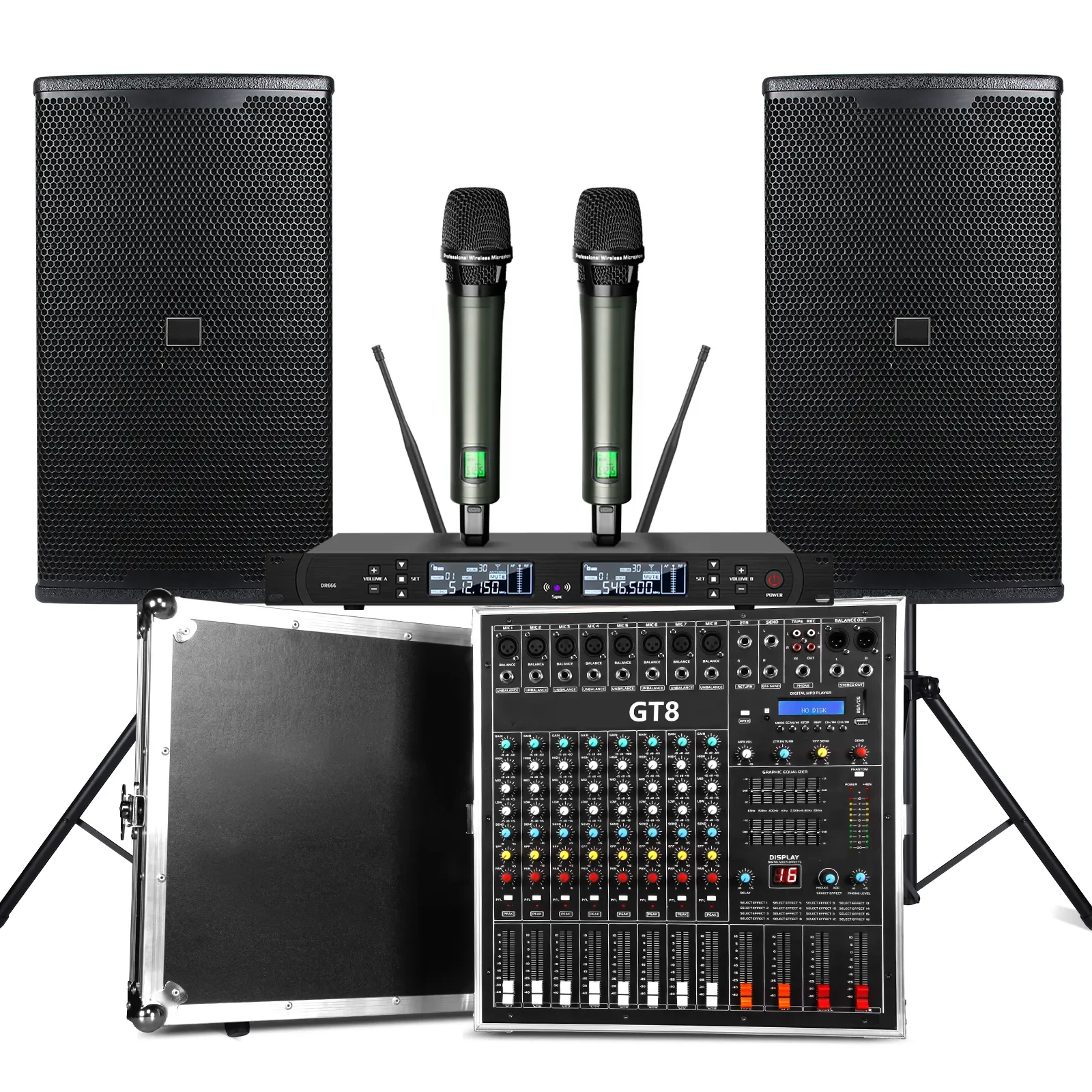 KP600 Professional 12-inch Speaker Audio System Sound Equipment/8 channels audio mixer /Speaker For Family party conference