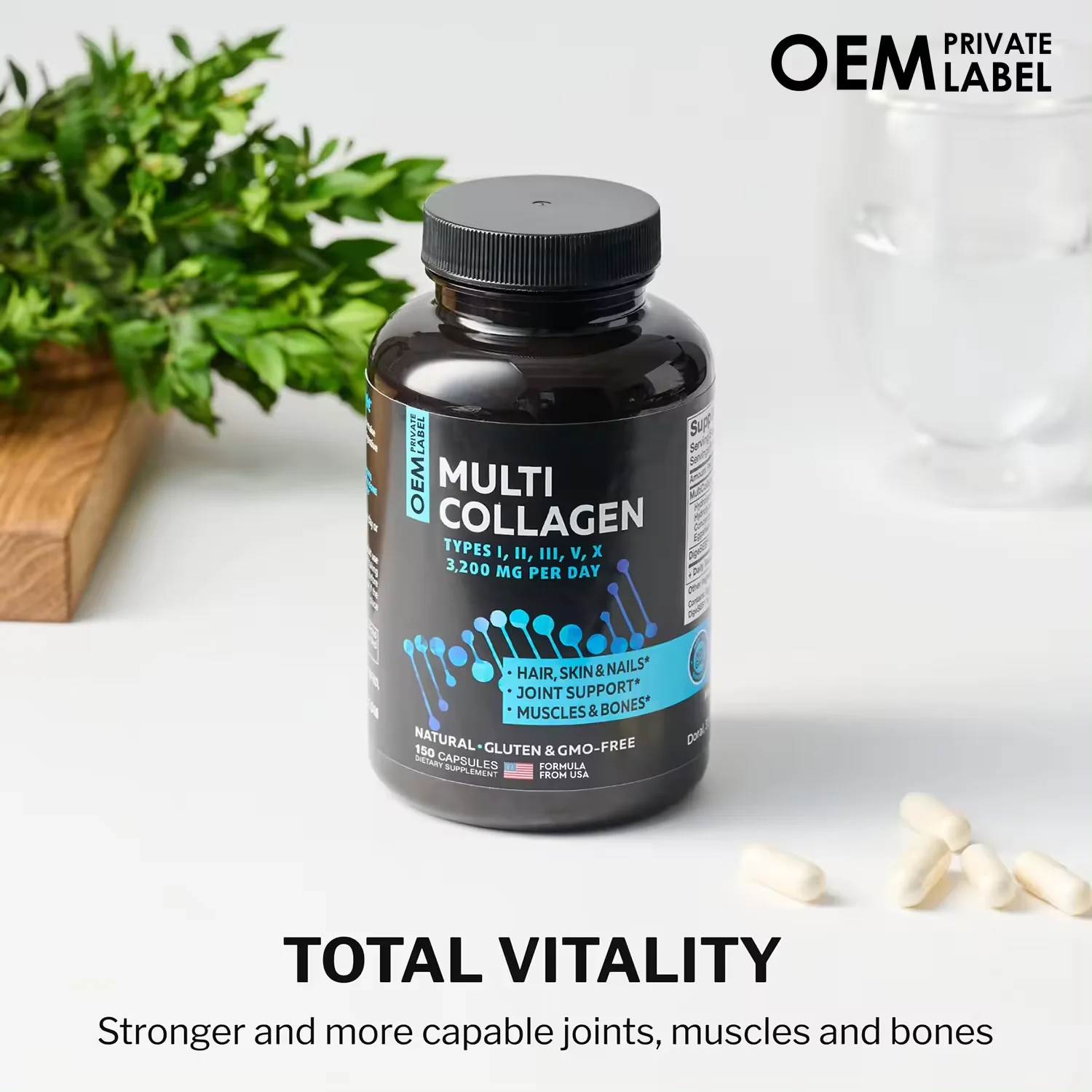 Biocaro Vitamins Multi Collagen Supplement Complex Hydrolyzed Multi Collagen Capsules Peptides for Skin, Wrinkles