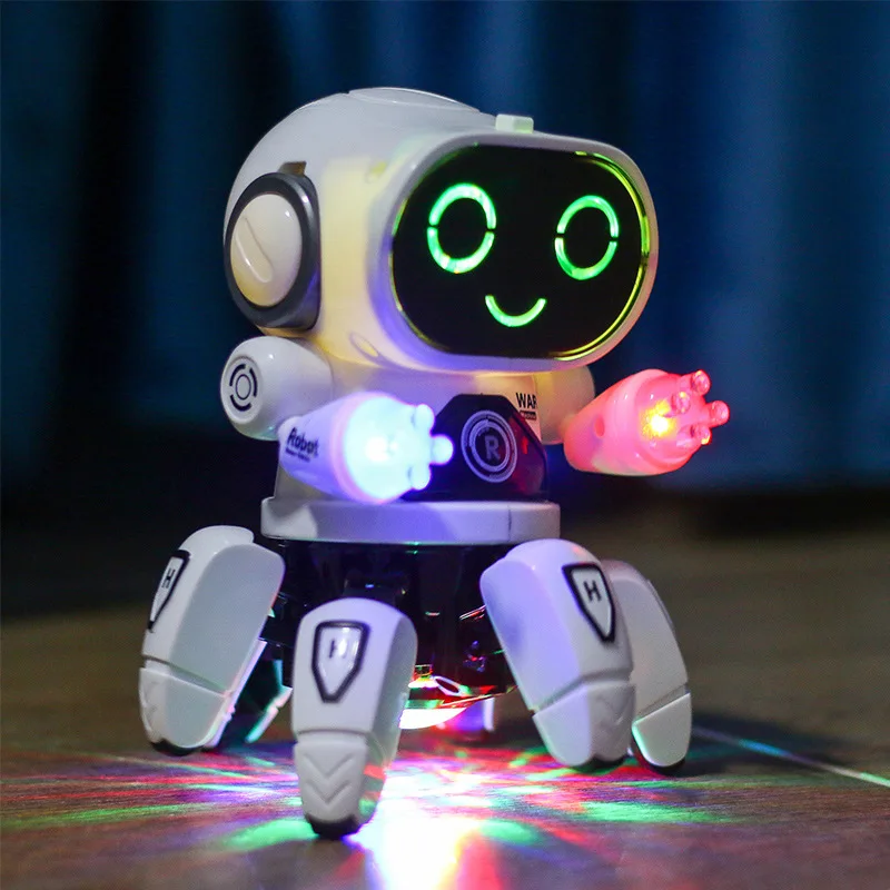 Hot Sale Kids Dancing Robot Toy Kit Smart Robot Toy With Light And Music Early Educational Electronic Toys Six-paws Dance Robot