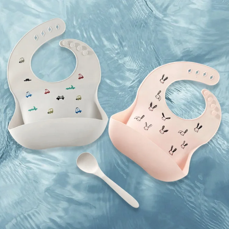 
Factory Custom Adjustable Waterproof Animal BPA Free Silicone Baby Bibs 