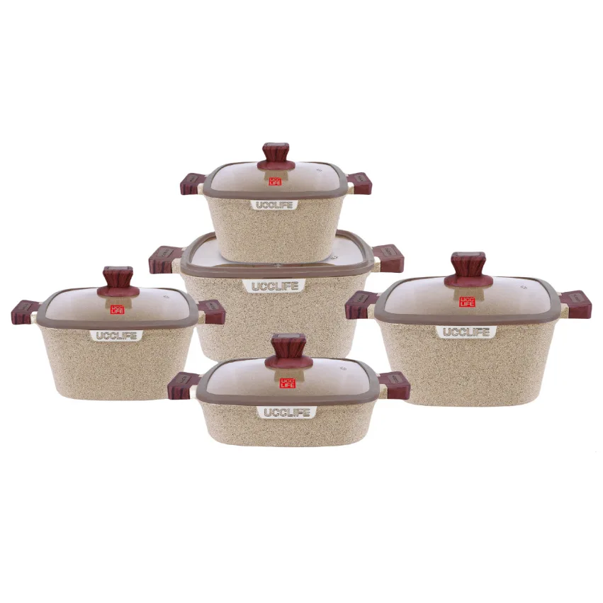 Ready Ship Stock 10pcs set Cooking Pot Set  Cookware Granite Double Boilers Multifunction Cooking Pot Sets