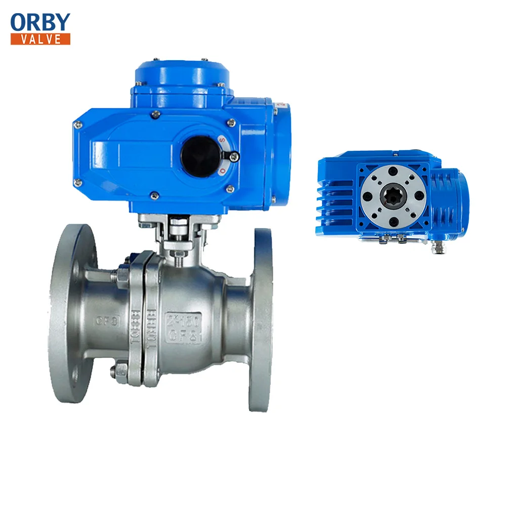 Stainless steel 304 ANSI or DIN Ball Valves DN15 DN250 Electric 24V 230V Actuator flange ball valve